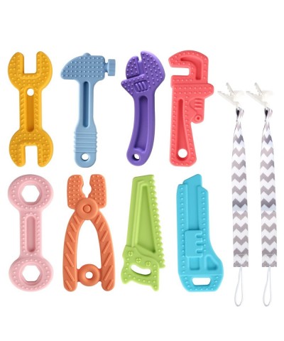 8 Pack Chew Baby Teething Toys for 0-12 Months Freezable BPA Free Silicone Baby Molar Teether Chew Toys Hammer Wrench Spanner...