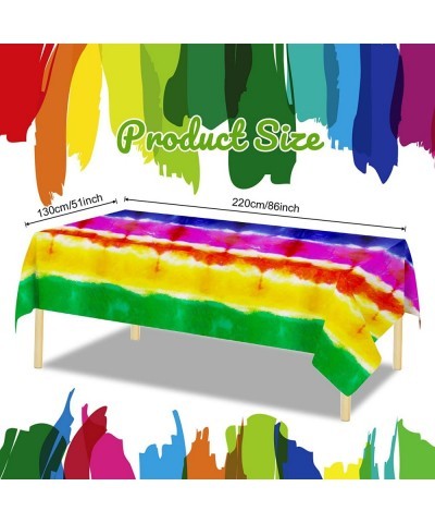 3 Packs Tie Dye Tablecloths Tie Dye Table Covers Rainbow Table Cover Disposable Plastic Tablecloth Rectangular Colorful Table...