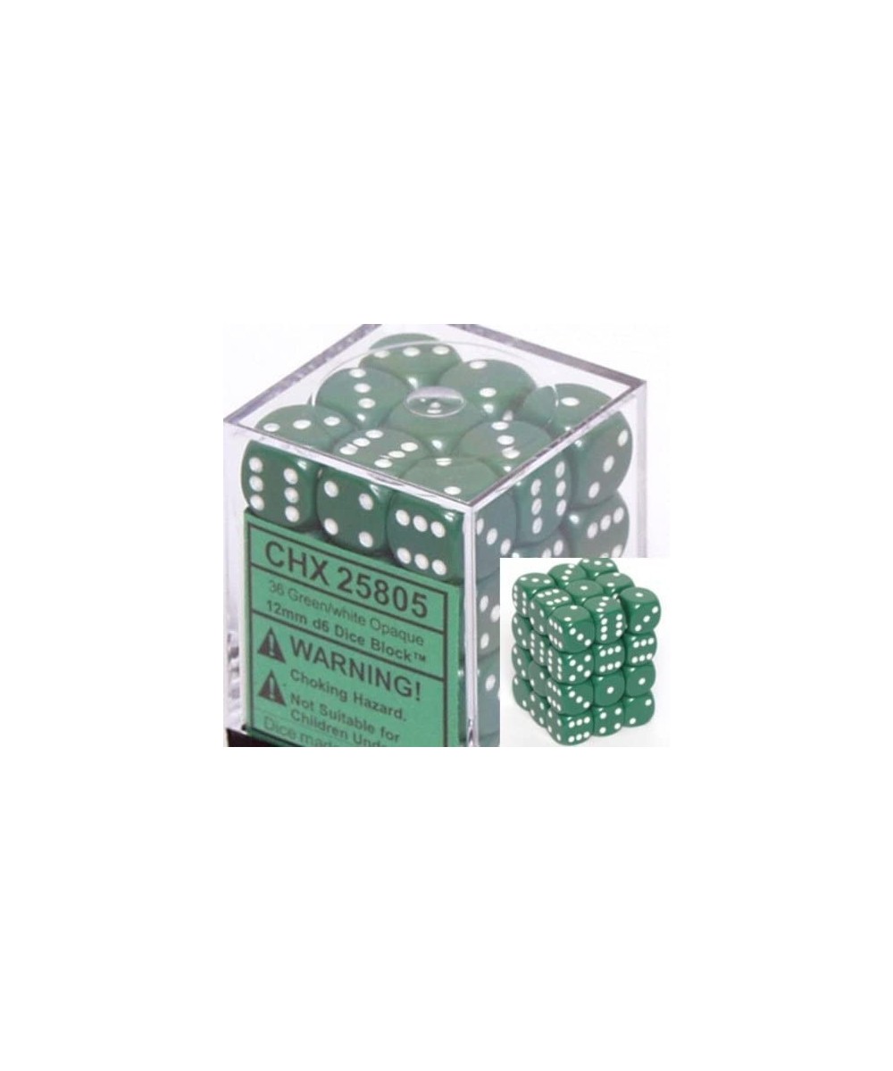 Opaque 12mm d6 Green w/White Dice Block 36 Dice $15.35 Game Accessories