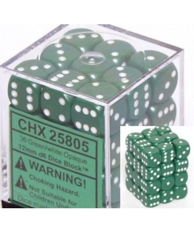 Opaque 12mm d6 Green w/White Dice Block 36 Dice $15.35 Game Accessories