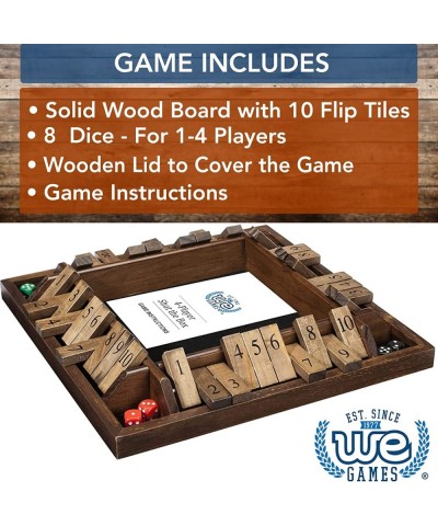 4 Player Shut The Box Dice Board Game with Lid - Natural Wood - Large Coffee Table Size - 14 Inches for Family and Adult Game...