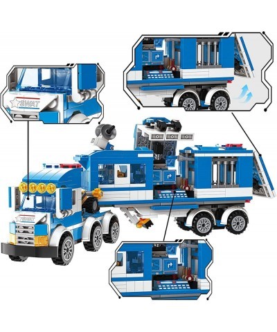 QLT 8 in 1 City Police Building Kit Compatible with Lego City Police Station 898 Pcs Mobile Command Center Toy Multifunctiona...