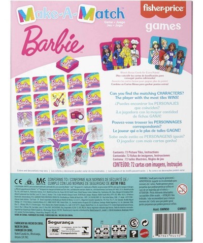 Fisher-Price Make-A-Match Card Game with Barbie Doll Theme Multi-Level Rummy Style Play Match Color Pictures & Shapes 56 Card...