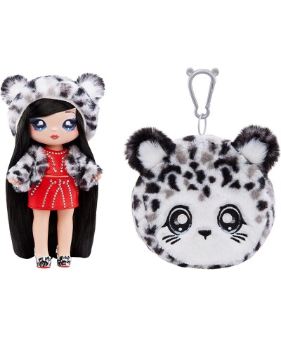 Cozy Series Leona White 7.5" Fashion Doll Snow Leopard-Inspired with Black Hair 3-Piece Outfit and Fuzzy Clip-on Purse Poseab...