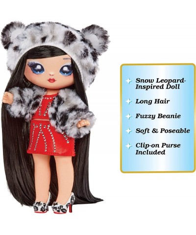 Cozy Series Leona White 7.5" Fashion Doll Snow Leopard-Inspired with Black Hair 3-Piece Outfit and Fuzzy Clip-on Purse Poseab...