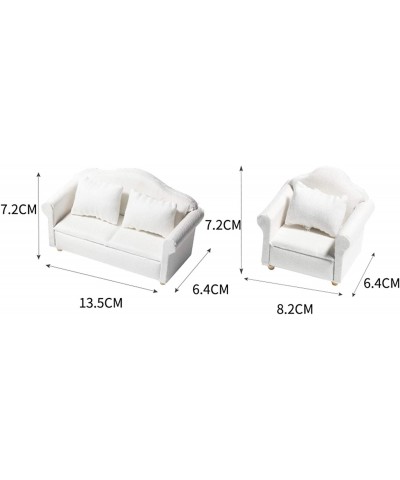 1/12 Dollhouse White Fabric Sofa Set for 1:12 Scales Miniature Dollhouse Furniture Toy Kids Gift A $15.34 Dollhouse Accessories