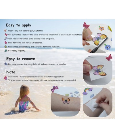 Glitter Mermaid & Unicorn Temporary Tattoos for Kids 24 Sheets Girls Waterproof Fake Tattoos Stickers Kit 240+Pcs Ideal for S...