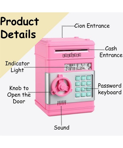 Piggy Bank for Girls Boys Electronic ATM Machine Saving Box Coin Safe with Password Lock Auto Scroll Paper Money Bank Gift To...