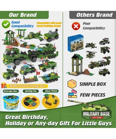 City War Army Military Base Building Blocks Set with Heavy Tank Transport Truck Army Vehicles Airplane Best Learning Roleplay...