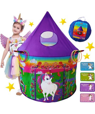 Unicorn Toys Kids Play Tent for Girls with Unicorn Ring Toss Candy Board Game & Tic Tac Toe - Indoor & Outdoor Pop up Playhou...