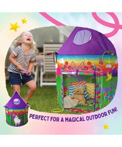 Unicorn Toys Kids Play Tent for Girls with Unicorn Ring Toss Candy Board Game & Tic Tac Toe - Indoor & Outdoor Pop up Playhou...