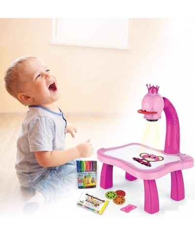 Kids Activity Table Drawing Desk with Led Smart Projector Art Painting Toy Learning Toy for Children Boys Girls (Pink A) $53....