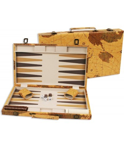 18 inch Leatherette Backgammon Set with Beautiful Old World Map Design $81.56 Board Games