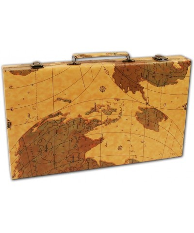 18 inch Leatherette Backgammon Set with Beautiful Old World Map Design $81.56 Board Games