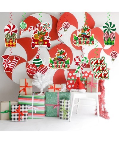 36 Pcs Peppermint Christmas Decorations Hanging Swirls NO-DIY Peppermint Candy Decorations Ceiling Streams Peppermint Decorat...