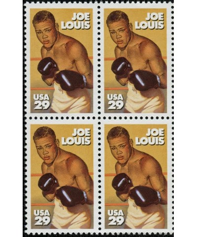 JOE LOUIS ~ BLACK HERITAGE ~ BOXER ~ BROWN BOMBER ~ BLACK HISTORY 2766 Block of 4 x 29¢ US Postage Stamps $15.60 Collectible ...