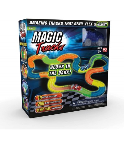 Magic Tracks 10 Foot Glow In The Dark Bendable Flexible Racetrack with LED Light-Up Race Car Educational Playset Birthday Gif...