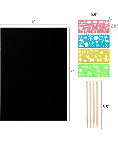 200 Pcs Scratch Paper Art Set Black Paper Rainbow Art with 10 Bamboo Stylus 8 Stencils Black Scratch Off Art Paper for Kids D...