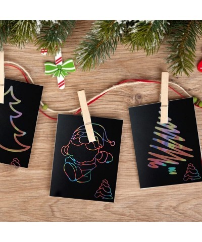 200 Pcs Scratch Paper Art Set Black Paper Rainbow Art with 10 Bamboo Stylus 8 Stencils Black Scratch Off Art Paper for Kids D...