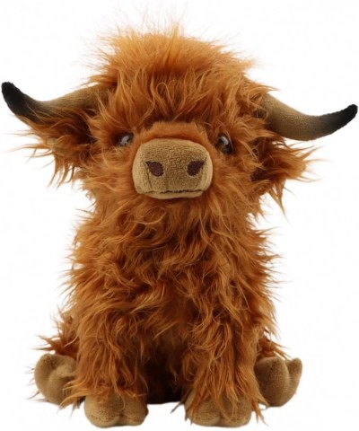 Scottish Highland Longhair Long Haired Cow Plush Toy Brown 9.84inch Simulation Soft and Cute Calf Plush Stuffed Animal Doll R...