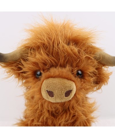 Scottish Highland Longhair Long Haired Cow Plush Toy Brown 9.84inch Simulation Soft and Cute Calf Plush Stuffed Animal Doll R...