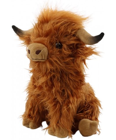 Scottish Highland Longhair Long Haired Cow Plush Toy Brown 9.84inch Simulation Soft and Cute Calf Plush Stuffed Animal Doll R...