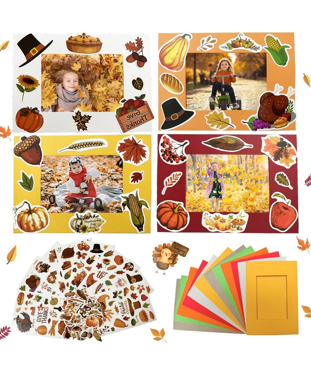 Nramoss DIY Fall Picture Craft Frame Kits for Kids 30 Packs Make Your Own Picture Frames Thanksgiving Crafts Classroom Game F...