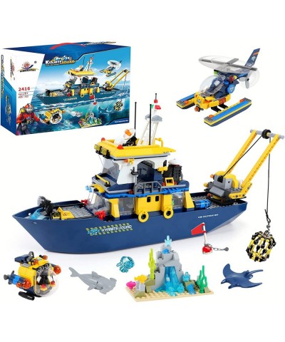 Exercise N Play City Ocean Exploration Ship Building Kit Deep Sea Explorer Boat with Submarine and Helicopter Creative Buildi...