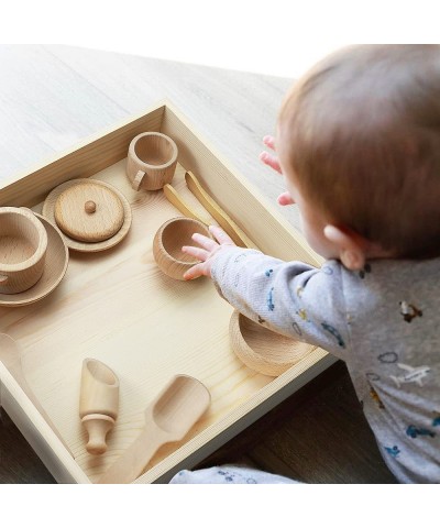 12 Pcs Wooden Sensory Bin Tools 1 Wooden Box + 11 Sensory Tools for Toddlers & Preschool Children Montessori Sensory Wooden T...