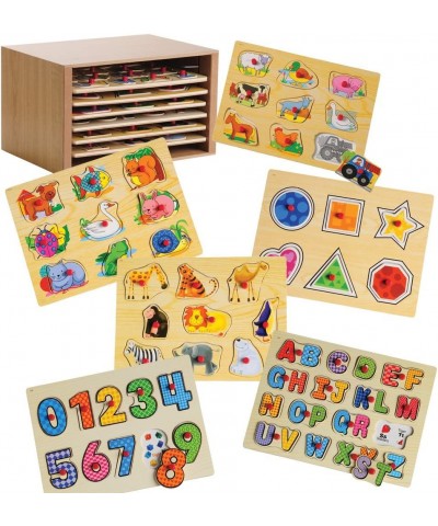 Cp Toys Puzzle Storage Case with 6 Knobbed Wooden Puzzles $81.04 Pegged Puzzles