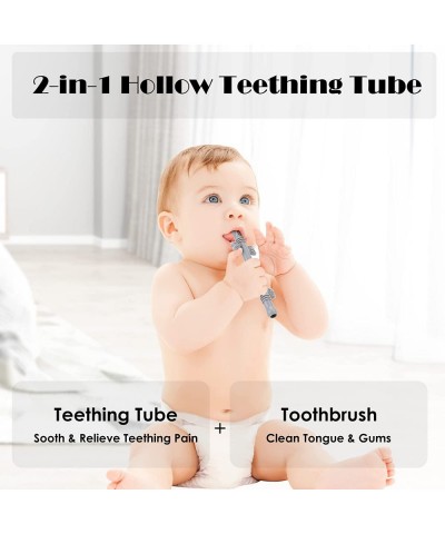 Hollow Teething Tubes with Safety Shield Silicone Teether Toy for Babies 3-18 Months BPA Free/ Freezable Toddler Baby teether...