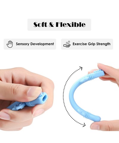 Hollow Teething Tubes with Safety Shield Silicone Teether Toy for Babies 3-18 Months BPA Free/ Freezable Toddler Baby teether...