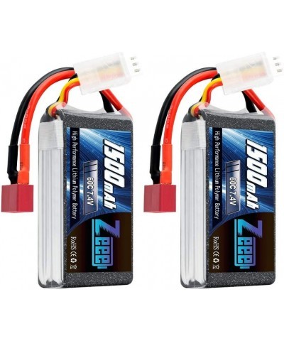 7.4V 60C 1500mAh 2S RC Lipo Battery with Deans Plug for FPV Drone Quadcopter Helicopter Airplane RC Boat RC Car RC Models(2 P...