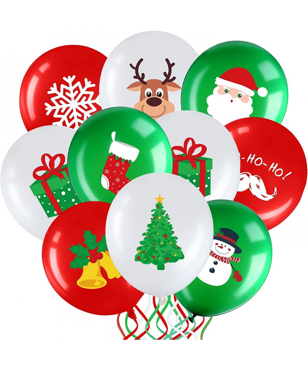 Pcs Christmas Balloons 12 Inch Christmas Latex Balloons Bulk Red Green and White Balloons Christmas Tree Elf Santa Party Ball...