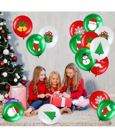 Pcs Christmas Balloons 12 Inch Christmas Latex Balloons Bulk Red Green and White Balloons Christmas Tree Elf Santa Party Ball...