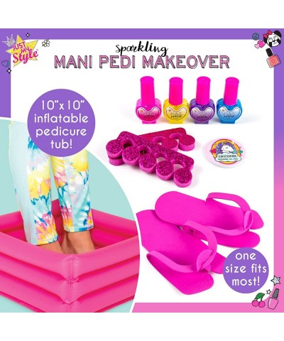 Sparkling Mani Pedi Makeover by Horizon Group USA Mani Pedi Kit for Girls Includes 4 Nail Polishes Inflatable Foot Spa Toe Sp...