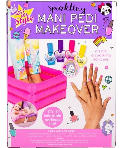 Sparkling Mani Pedi Makeover by Horizon Group USA Mani Pedi Kit for Girls Includes 4 Nail Polishes Inflatable Foot Spa Toe Sp...