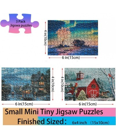 Small Jigsaw Puzzles for Adults 150 Pieces Mini Jigsaw Puzzles Challenging Christmas Night Fantasy Tree Peaceful Town Tiny Ji...