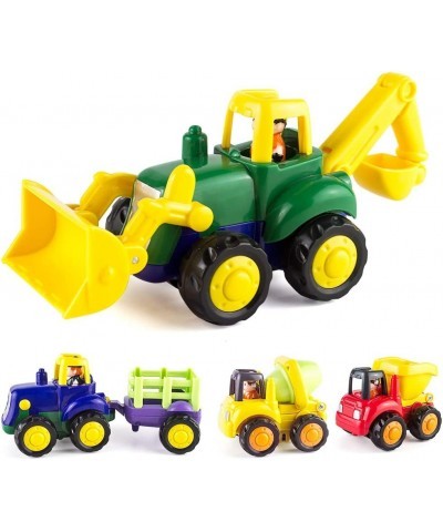 Friction Powered Cars for 1 2 3 Year Old Boy & Girl Toddler Car Toy with 4 Sets Tractor Truck Dumper Bulldozer Toy Constructi...