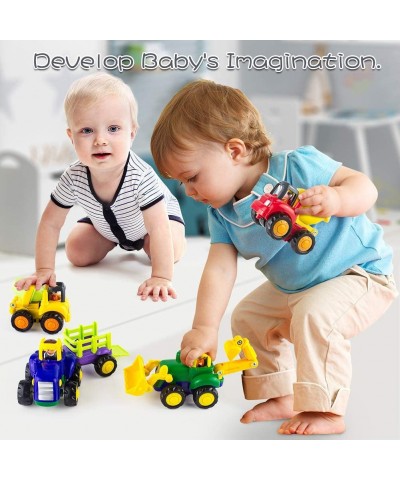 Friction Powered Cars for 1 2 3 Year Old Boy & Girl Toddler Car Toy with 4 Sets Tractor Truck Dumper Bulldozer Toy Constructi...