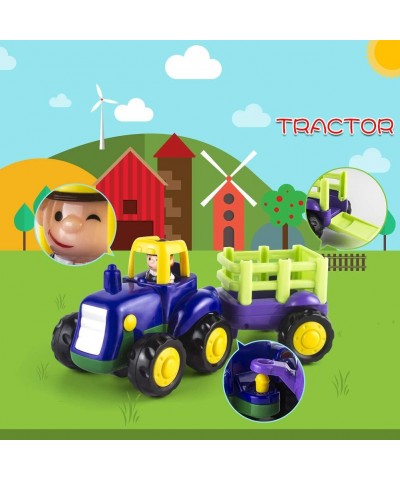 Friction Powered Cars for 1 2 3 Year Old Boy & Girl Toddler Car Toy with 4 Sets Tractor Truck Dumper Bulldozer Toy Constructi...