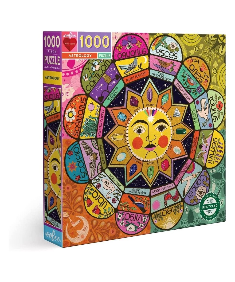 eeBoo: Piece and Love Astrology 1000 Piece Square Jigsaw Puzzle Includes the Four Elements- Earth Wind Fire and Air High Qual...