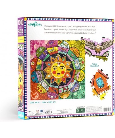 eeBoo: Piece and Love Astrology 1000 Piece Square Jigsaw Puzzle Includes the Four Elements- Earth Wind Fire and Air High Qual...