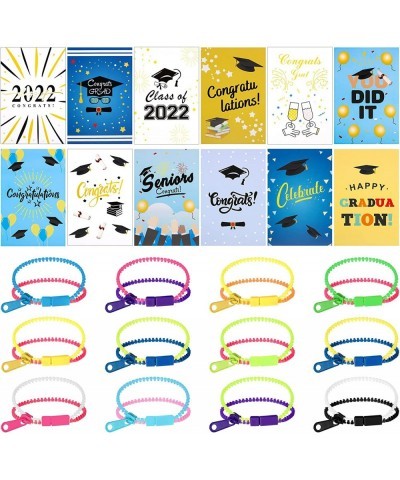 96 Packs Graduation Gifts for Kids Include 48 Packs Fidget Toys Friendship Zipper Bracelets and 48 Pieces 2022 Graduation Car...