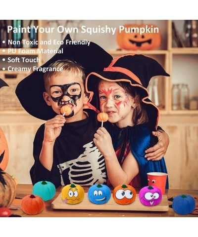 Halloween Crafts for Kids 6 Pcs DIY Coloring Paint Halloween Squishy Toys Kit Slow Rising Squishies White Pumpkins Decoration...