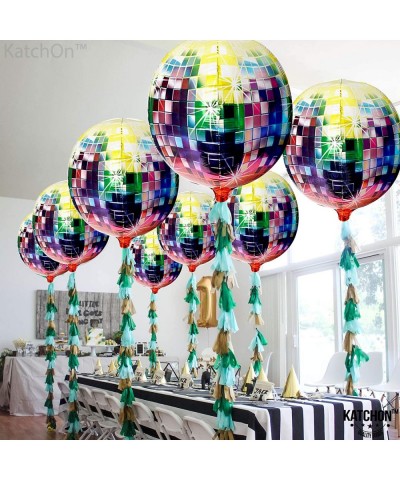 Giant Disco Ball Balloons 22 Inch - Pack of 6 Disco Balloons | 4D Round 360 Degree Disco Ball Balloon for 80s Party Decoratio...