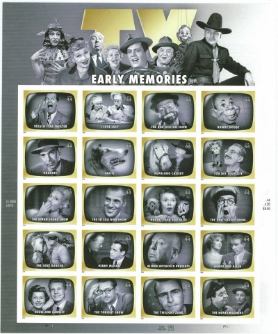 TV Early Memories (Television Shows) Full Sheet of 20 x 44-Cent Stamps USA 2009 Scott 4414 $30.84 Collectible Postage Stamps