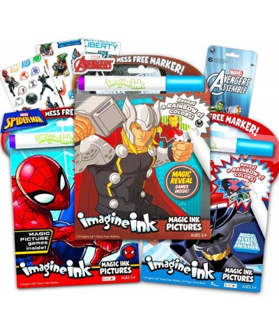 Bundle of 3 Superhero Magic Pictures Activity Books Set - Justice League Batman Spiderman and Avengers No Mess Books with Sti...