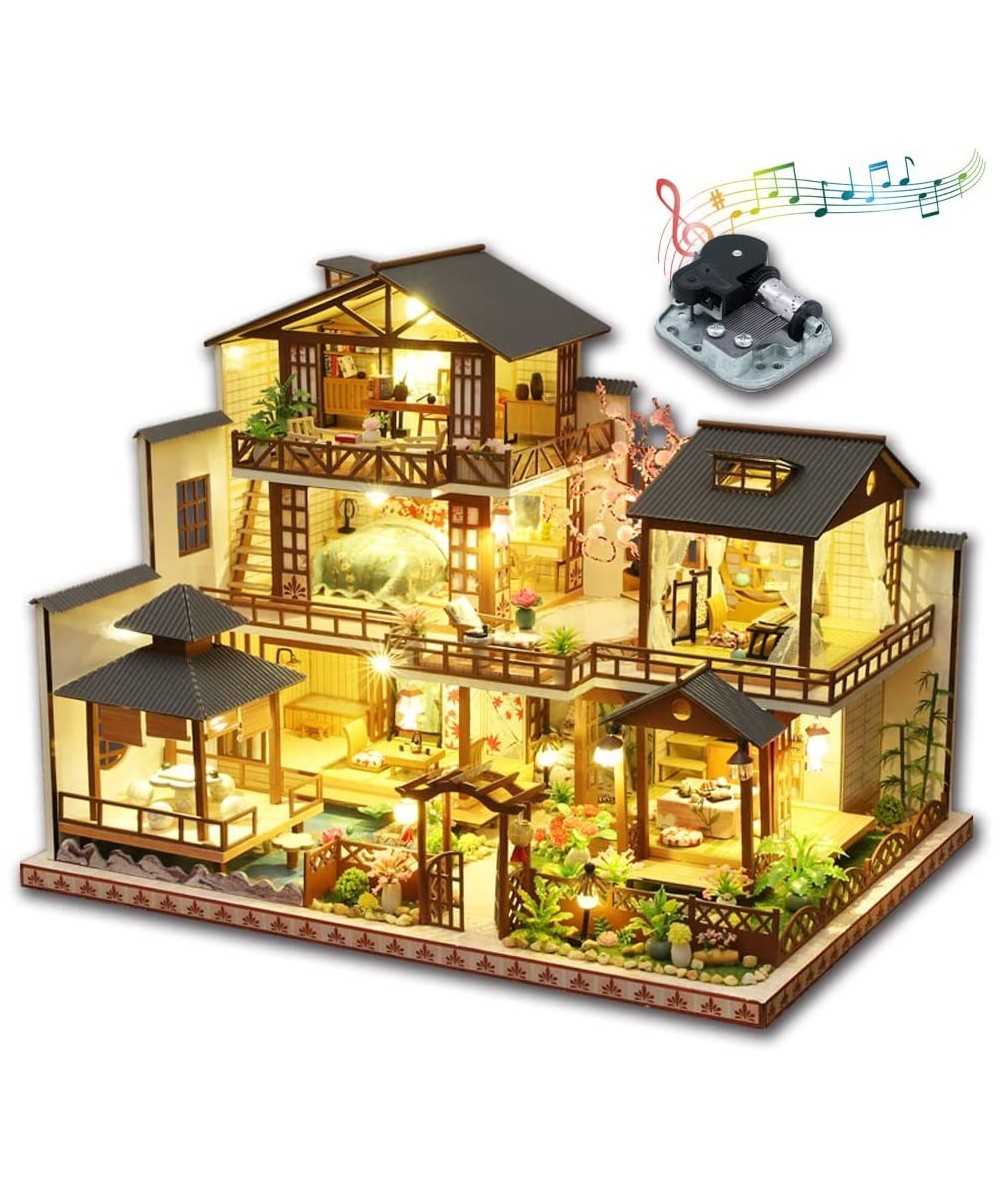 DIY Miniature Dollhouse Kit with Furniture and LED Lights Japanese Wooden Dollhouse Includes Dustcover and Music Box Collecti...