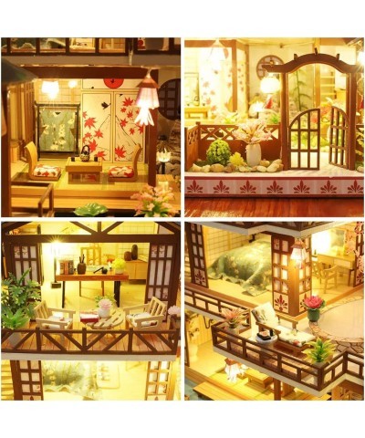 DIY Miniature Dollhouse Kit with Furniture and LED Lights Japanese Wooden Dollhouse Includes Dustcover and Music Box Collecti...